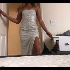 sierra glitter maxi dress - silver Meshki Prom Dresses for Women on Sale up to 90% Off: Poshmark Birthday_outfit